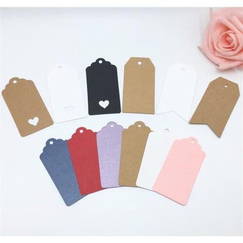 100pcs/Lot 8x4cm Kraft Paper Hollow out Love Rectangle Packaging Hang Tags Wedding/Birthday Party Candy Boxes Price Tags Labels