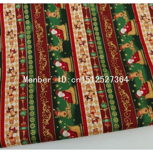 135cmx50cm Cotton Woven Fabric - Stripe,Bronzing Santa Claus and dog