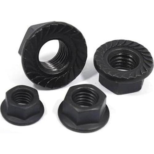 2-10pc M3 M4 M5 M6 M8 M10 M12 High Quality Black A2-70 304 Stainless Steel Hex Head Serrated Spinlock Flange Nut Locknut DIN6923