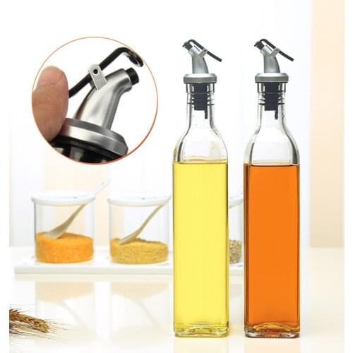 2Pcs 500ml 18oz Glass Olive Oil Vinegar Dispenser Gravy Boat Pourer Cooking Wine Condiment Storage Bottle Kitchen Cooking Tools