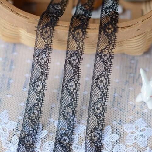 Hot sale lace accessories Taiwan silky black lace flower edge 1.2 cm