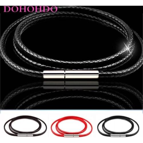 3pcs/lots Men Women Leather Cord Necklace Cord Wax Rope Lace Chain With Stainless Steel Rotary Buckle For DIY Necklace Jewelry