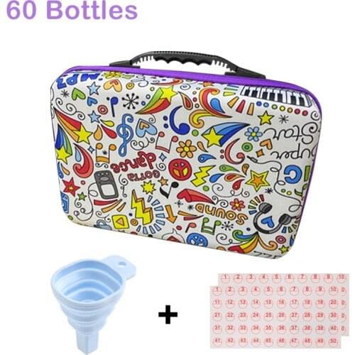 60 bottles of diamond painting box tool container storage box tote bag holder portable purple cartoon items zipper boxs