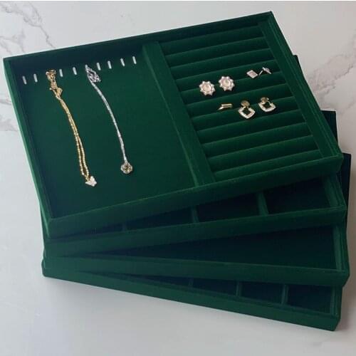 Velvet ring earrings display tray tray tray fashion jewelry cufflink organizer holder under case case shows ring earrings jewelr