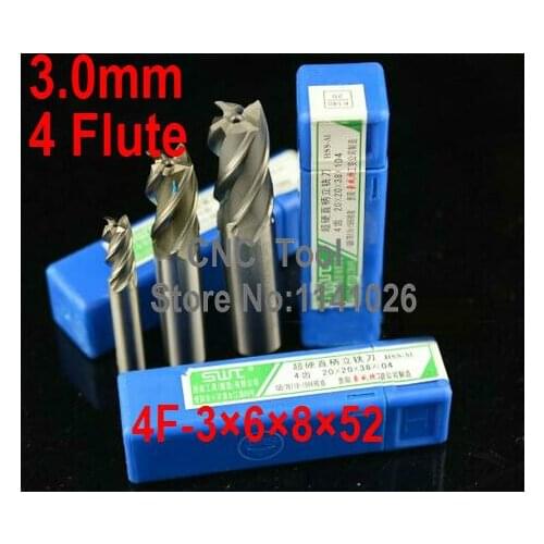 Free shipping 5pcs 3.0mm 4 Flute HSS & Extended Aluminium End Mill Cutter CNC Bit Milling Machinery tools Cutting tools