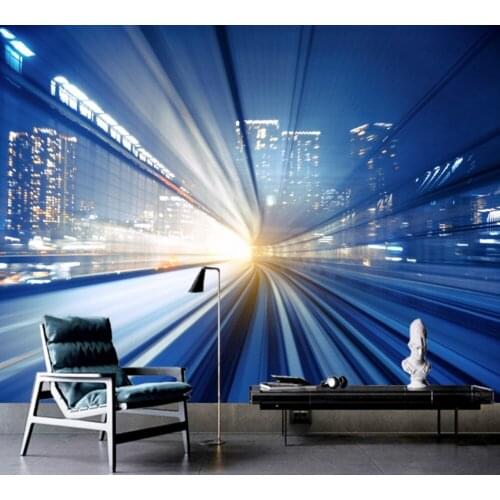 Free Shipping Stylish Modern Hotel Living Room Mural Custom 3d Wallpaper Stereo Shuttle Light Channel KTV Background Wall