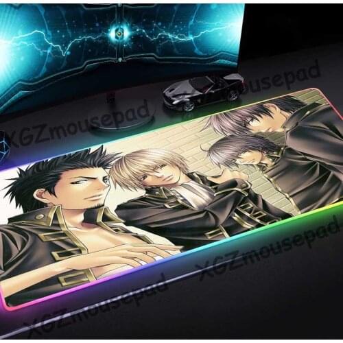 XGZ Large RGB Gaming Mouse Pad Black Lock Edge Anime Handsome High School Student Custom Computer Desk Mat Rubber Non-slip Xxl