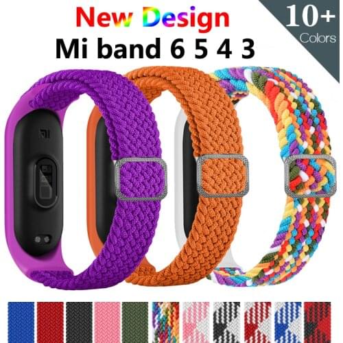 Bracelet for Mi band 6 5 Strap Nylon Sport Stretch Braided Solo Loop watch Belt correa Miband Strap Wristband Xiaomi Mi Band 4 3