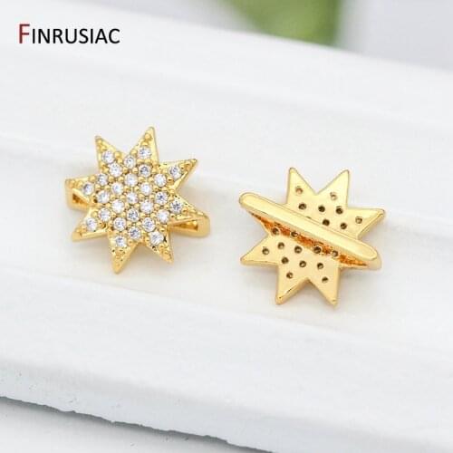 DIY Jewelry Accessories Real Gold Plated Inlaid Zircon Star Beads For Handmade Bracelet Necklace Pendants