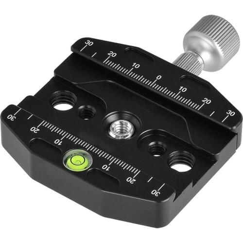 CL-70N Aluminum Alloy Quick Release QR Plate Clamp 3/8-Inch with 1/4-Inch Adapter & Bubble Level for Arca Swiss Benro