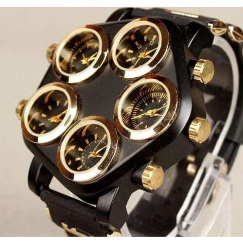 Five Movement Sport Big Dial Extra Large Dial Stylish Guys Hip Hop Watch Cool Punk Mens Quartz Watch Male Clock Time Hour
