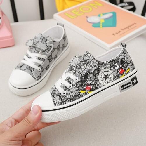 Disney new Mickey Childrens canvas shoes girl casual shoes Boys sneakers kids sports shoes Non-slip and breathable size 26-37
