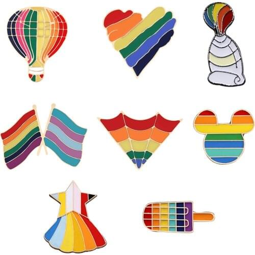 European And American Creative Mickey Brooch Six-Color Kite Oil Drop Badge Homosexual Corsage Fun Rainbow Flag Pin Decoration