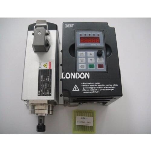 CNC milling spindle ER11 1.5kw air cooling spindle motor +1.5KW inverter+10 pcs 3.175*22mm two flute straight cnc milling bit