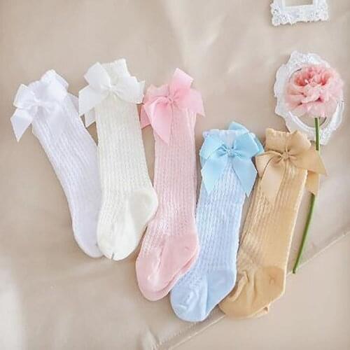 Knee High Socks Girl Long Soft Cotton Lace Baby Socks Kids Socks Meias Princess New Toddlers Girls Big Bow Children Cartoon