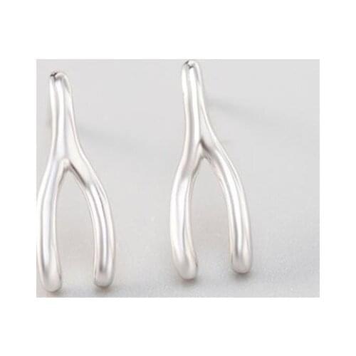 Hot Sale 100% 925 Sterling Silver Stud Earrings For Women Statement Korean Wish Bone Earring Party Gifts Jewelry