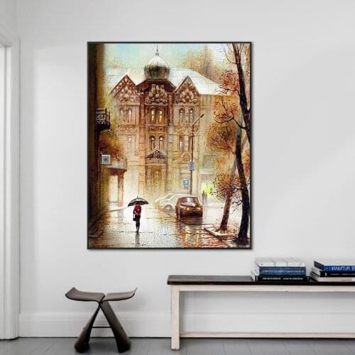 Paint by number art painting by numbers Hand-painted traditional architecture landscape road home corridor decorative painting