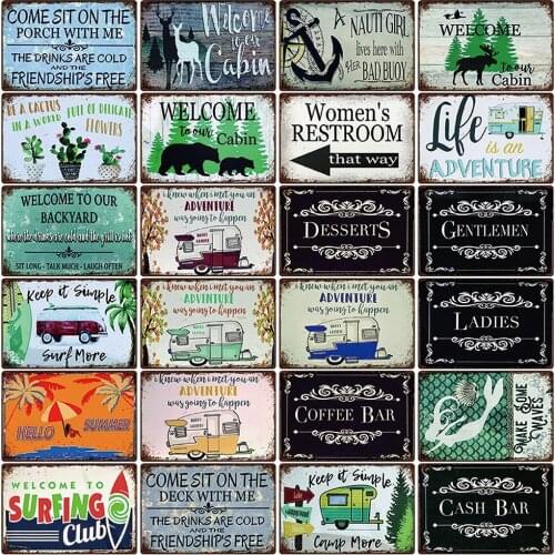 [ Kelly66 ] Welcome To Our Cabin Beach The Summer Party Tin Metal Sign Home Decor Bar Wall Art Painting 20*30 CM Size JT-61