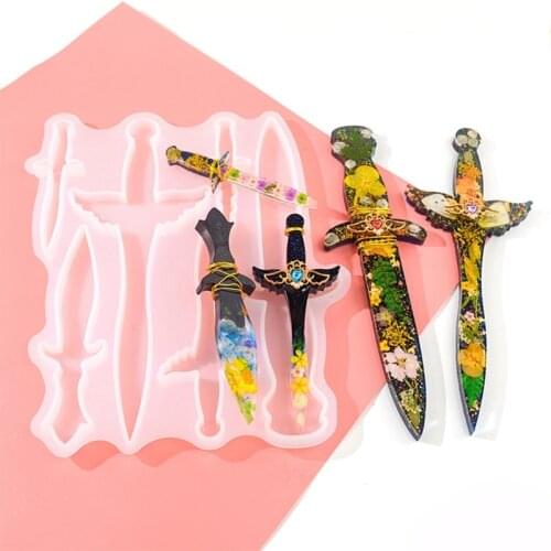 Dagger Crystal Epoxy Resin Mold Sword Cutter Knife Pendant Silicone Mould DIY Crafts Jewelry Casting Tools Drop Shipping