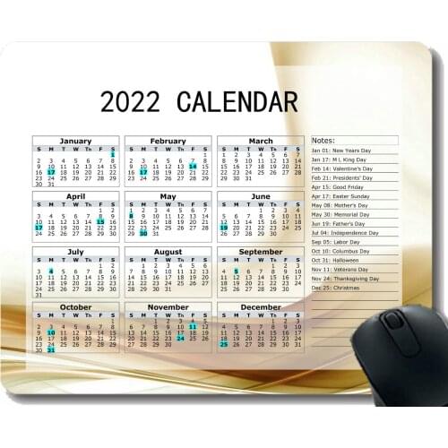 Calendar 2022 Year Mouse Pad,Wind Lines Waves White Light Anti Slip Rubber Mousepads