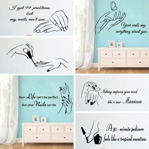 Beauty Nail Salon Quotes Sentences Removable Waterproof Wall Stickers For Commercial District Indoor Decoration Accessories