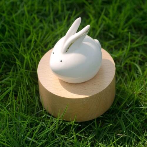 Rabbit Rose Birthday Cake Creative Music Box Ceramic Crafts Gift Home Decoration Anime Music Box Gift for Girlfriend