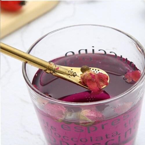 304 stainless steel filter straw spoon, micro flat and smooth nozzle design, multi-purpose tea spoon