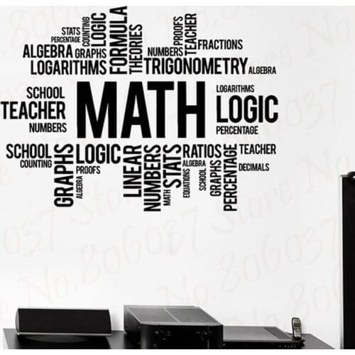Math Words Cloud Wall DecalSchool Decor Science Wall Stickers Modern Home Decoration Living Room Classroom Decor Murals WL946