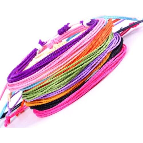 Rainbow Color Boho Beach Surf Bracelet Handmade Multilayer Weave Woven Rope Friendship Bracelet Waterproof Wax String Bracelets