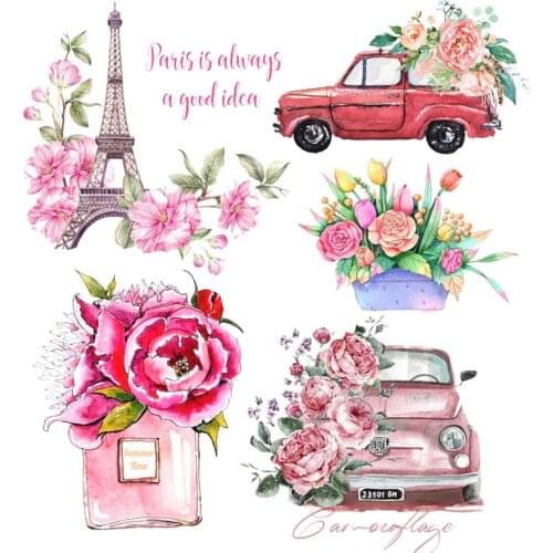 Fashion Girl Perfume Lips Flower Heat Transfers Cartoon Iron On Patch Thermal Stickers For Clothing DIY Ironing Clothes Prints