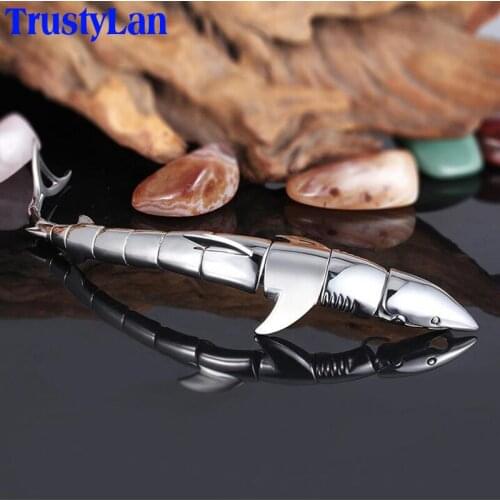 TrustyLan Fashion Cool Shark Bracelet Steel Glaze Men Male Bracelets Bangles Exaggerated Bracelet Men Mens Jewelry Accessories