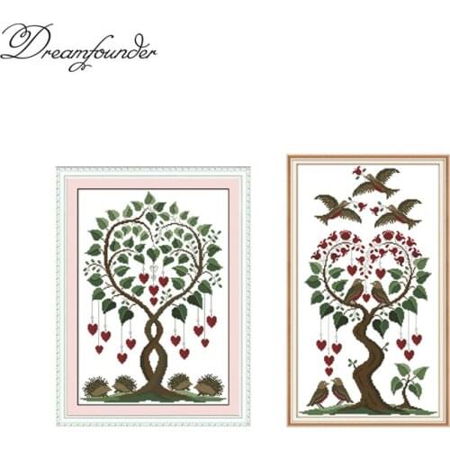Love tree cross stitch kit aida 14ct 11ct count print canvas stitches embroidery DIY handmade needlework