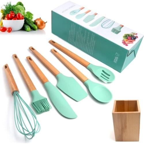 Hot 6/7 Pcs Kitchen Silicone Non-stick Cooking Spoon Spatula Ladle Egg Beaters Utensils Dinnerware Set Cooking Tool Set
