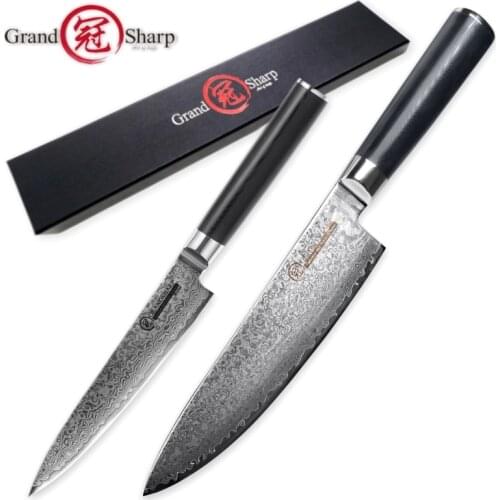 Knife Set 2 pcs Chef Utility Knife vg10 Japanese Steel Kitchen Knives Japanese Damascus Kitchen Knife Cooking Tools Stainless