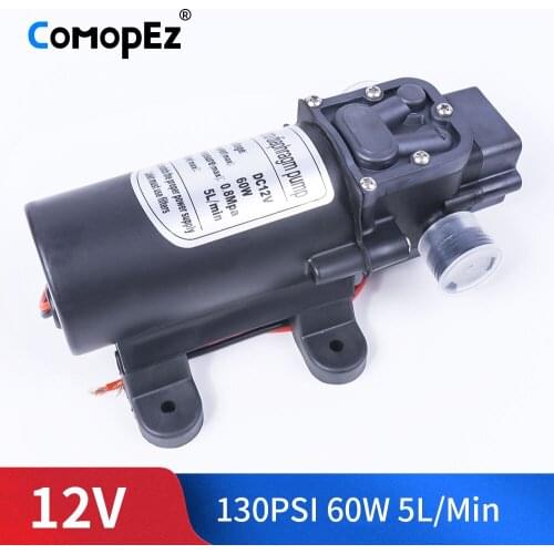 DC 12V 60W 130PSI 5L/Min Electric Diaphragm Pump Self-Priming Booster Home Garden Return Control Car Wash