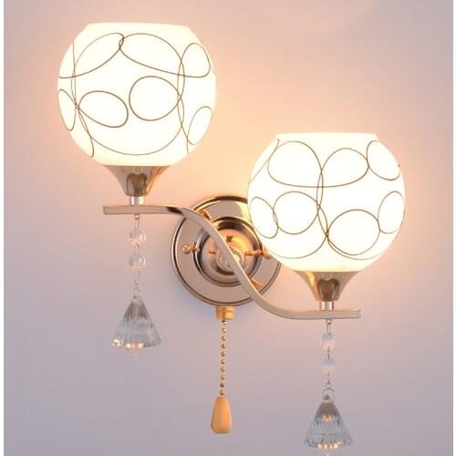 Bedroom wall lamp, bed modern simple LED lamp and switch hall staircase, living room double lamp sconce