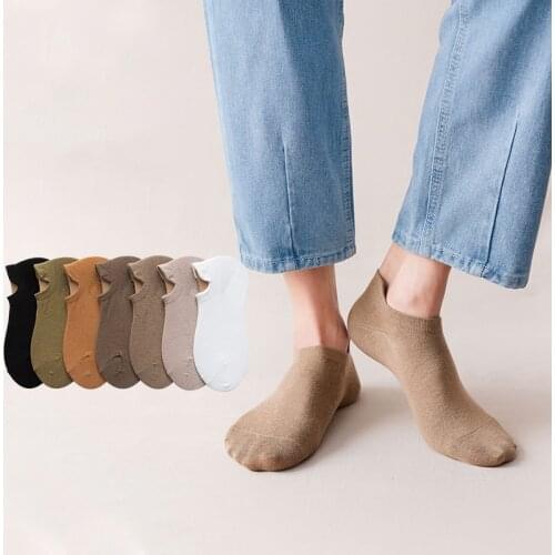 Spring Summer Combed Cotton Solid Color Simple Man Outing Fashion Casual Thin Breathable Absorb Sweat Invisibility Ankle Socks