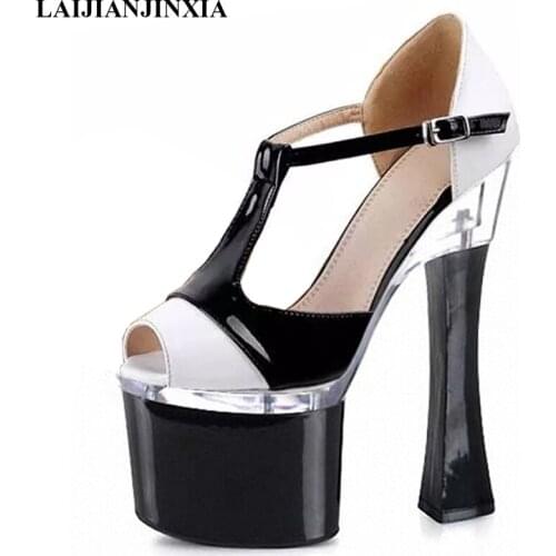 New Night Club Wedding Party Sexy Spring Womens 18cm High Heels Pole Dance Shoes Platform Sandals Dancing Shoes