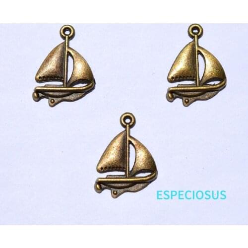 New DIY Jewelry Accessories Anti Brozen Plated Alloy Charms Cute Sailboat Metal Pendants Vintage Bracelet Making Findings 20pcs
