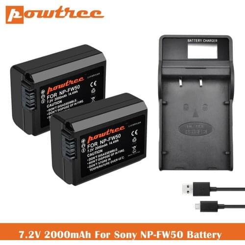 NP-FW50 Batteries+Charger for Sony A6400, DSC-RX10 IV, DSC-RX10 III, DSC-RX10 II, DSC-RX10, Alpha 7, Alpha 7R, a7, a7R, A7s, A7s