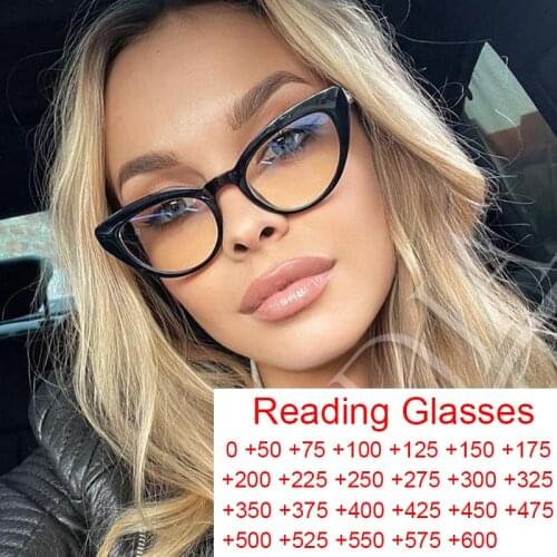 Glitter Frame Cat Eye Reading Glasses Women Vintage Eyeglasses Anti Blue Light Hyperopia Magnifying Glasses For Computer Wives