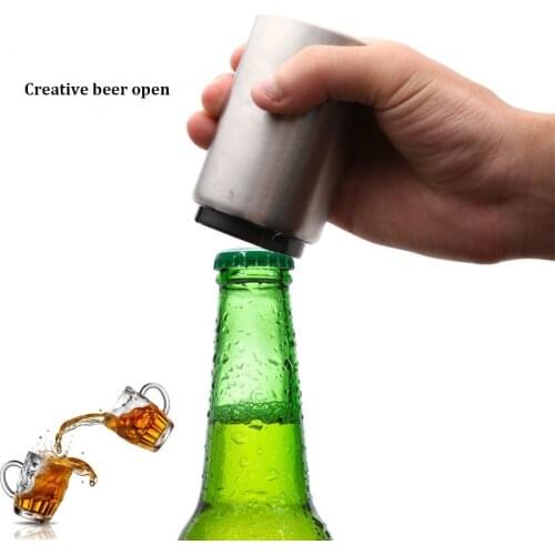Stainless Steel Bottle Opener Modern Automatic Push-type Beer Soda Bottle Opener Creative Convenient Home Bar Tools