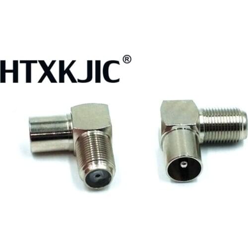 90 Degree Right Angled TV Aerial Cable Connector RF Coaxial F Female Socket to TV Male Plug Coaxial Connector