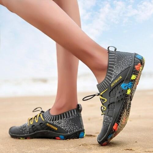 Plus Size Upstream Shoes Mesh Fabric Breathable Outdoor Swimming Barefoot Beach Shoes Water Aqua Shoes Sneakers Men