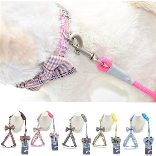 Adjustable Pet Harness Leash Set Double Layer Nylon Material Soft plaid Dog Harness For Large Medium Dogs Leash Pet Supplies