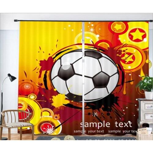 Kids Bedroom Football pattern Luxury Blackout 3D Window Curtain Living Room Drapes Rideaux Cortina Customized size pillowcase