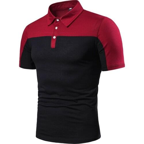 POLO shirt mens summer two-color top and bottom stitching fashion lapel casual solid color mens short-sleeved T-shirt top