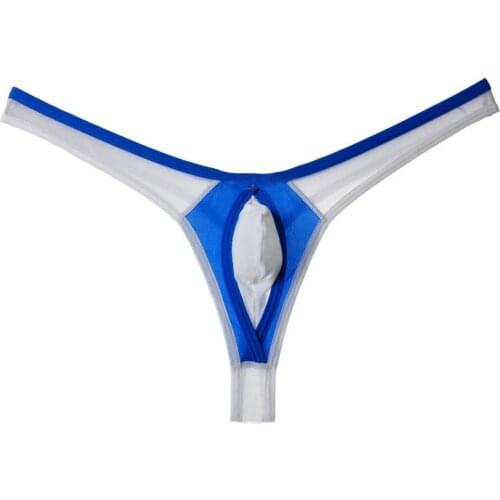 Sexy Bikini Mens Thongs Fashion Mesh Mini Protruding Pouch Male Thong Underwear Elastic Nylon Underpants Men G-Strings