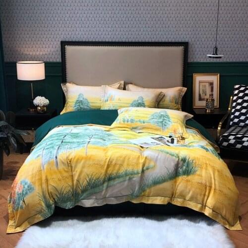 Chic Forest Leaves Trees printed Duvet cover set Egyptian Cotton Soft Bedding set Queen King Duvet Cover Bed Sheet 2 Pillowcases