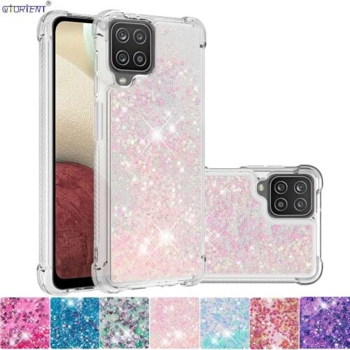 For Samsung Galaxy A12 Cute Glitter Dynamic Quicksand Liquid Phone Cover A 12 SM-A125F/DSN Bling Beautiful Silicone Bumper Case